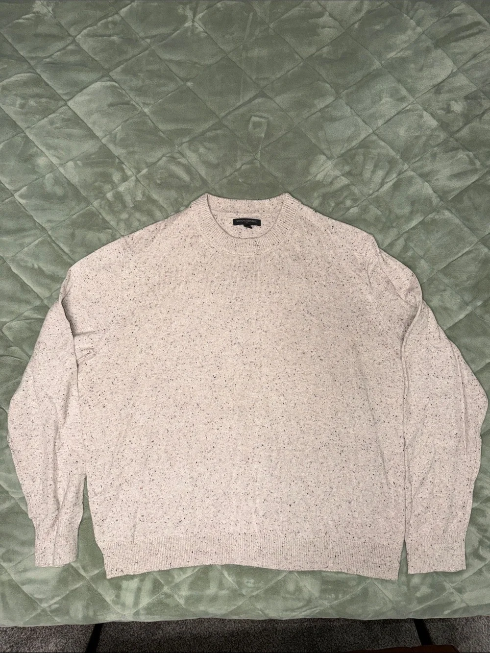 Banana Republic Men's Oatmeal Donegal Fleck Crewneck Sweater